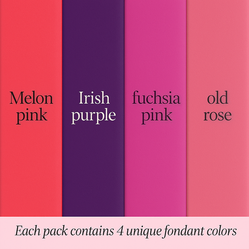 Multipack of Melon Pink, Purple, Fuschia Pink and Old rose Sugarpaste 06