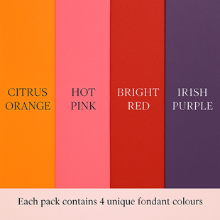 Multipack of Orange, Hot pink, Red and Purple Sugarpaste 13