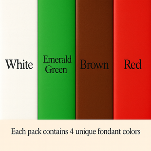 Multipack of White, Emerald Green, Brown and Red Sugarpaste 19