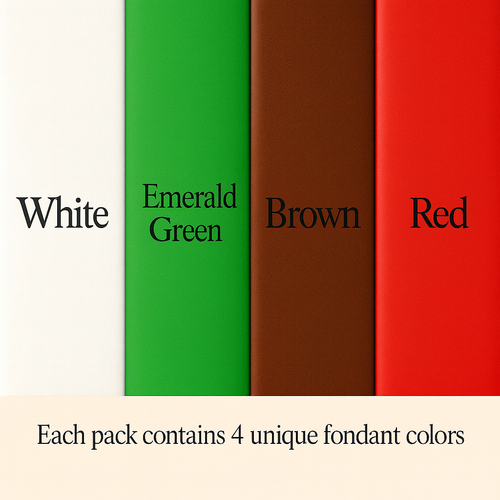 Multipack of White, Emerald Green, Brown and Red Sugarpaste 19