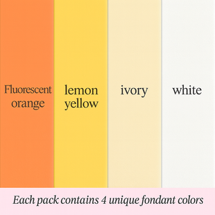 Multipack of Fluorescent Orange, Yellow, Ivory and White Sugarpaste 05