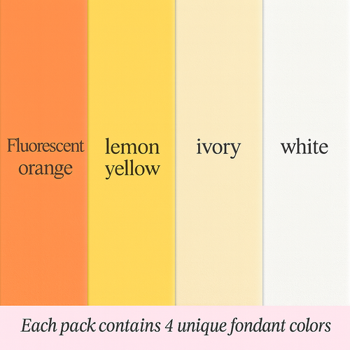 Multipack of Fluorescent Orange, Yellow, Ivory and White Sugarpaste 05