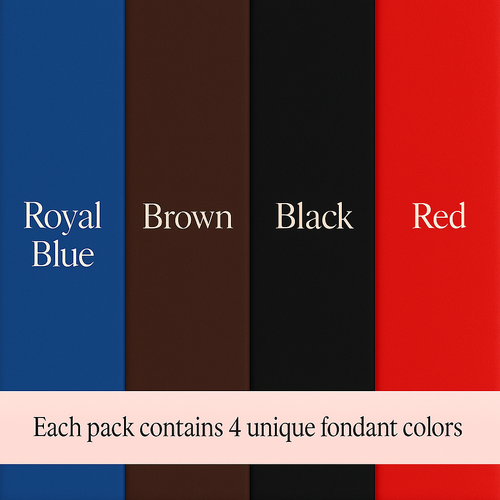 Multipack of Royal Blue, Brown, Black and Red Sugarpaste 20