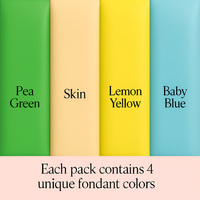 Multipack of Pea Green, Skin, Lemon Yellow and Baby Blue Sugarpaste 29