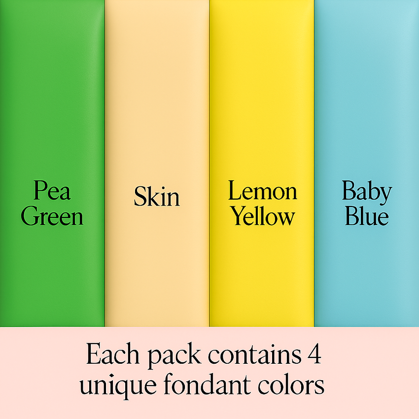 Multipack of Pea Green, Skin, Lemon Yellow and Baby Blue Sugarpaste 29
