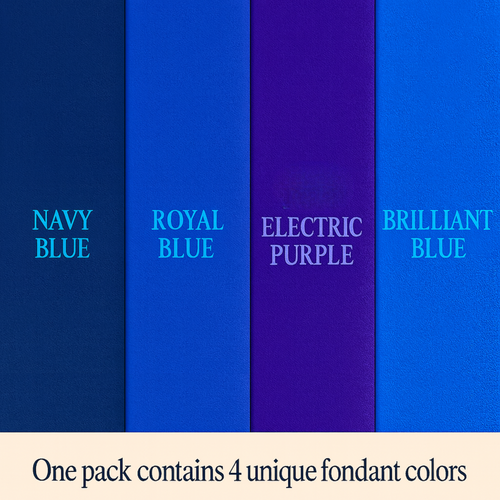 Multipack of Navy Blue, Royal Blue, Electric Purple and Sky Blue Sugarpaste 10