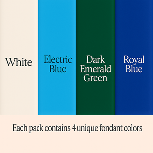 Multipack of White, Electric Blue, Emerald Green and Royal Blue Sugarpaste 23
