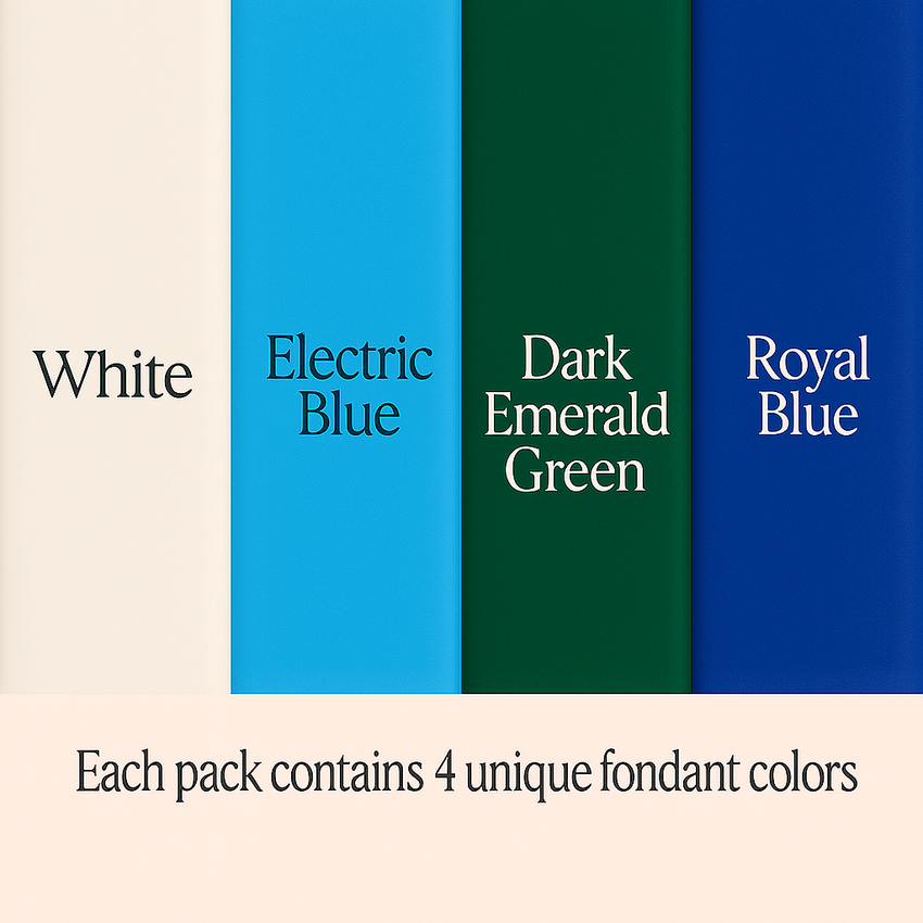 Multipack of White, Electric Blue, Emerald Green and Royal Blue Sugarpaste 23