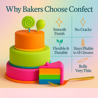 Multipack of Fluorescent Orange, Lime green, electric blue and Neon Pink Sugarpaste 08