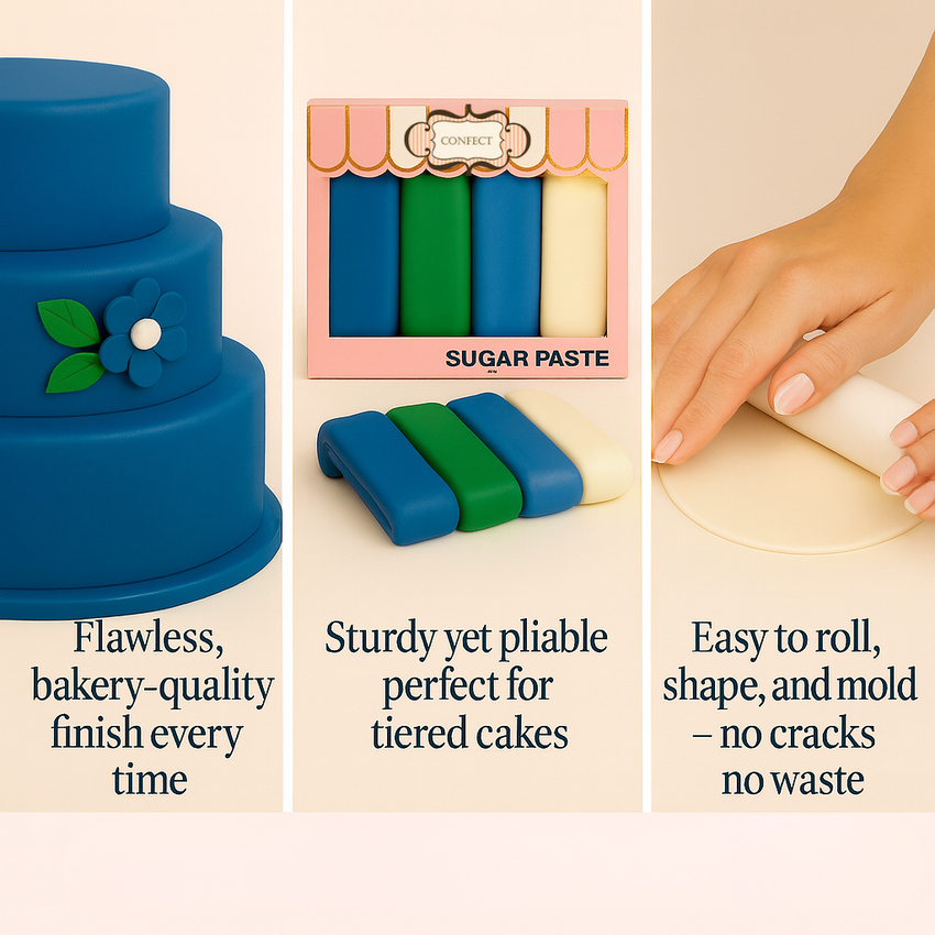 Multipack of White, Electric Blue, Emerald Green and Royal Blue Sugarpaste 23