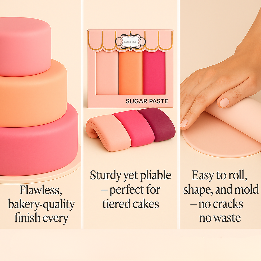 Multipack of Blush Pink, Peach, Neon Pink and Fuchsia Pink Sugarpaste 21