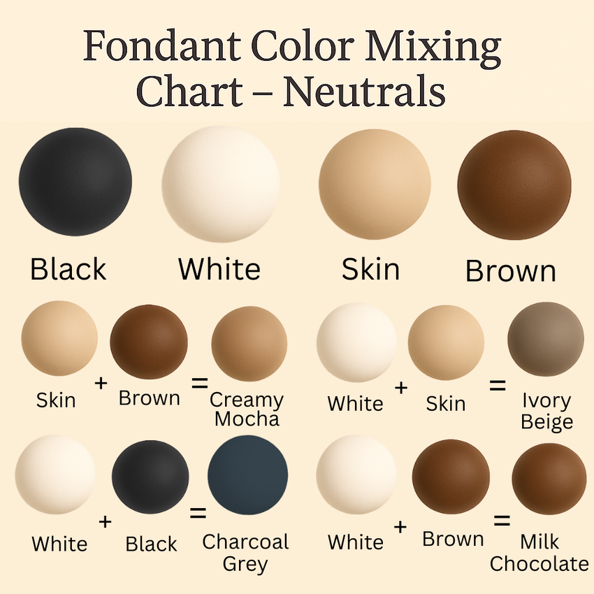 Multipack of Black, White, Skin and Brown Sugarpaste 04