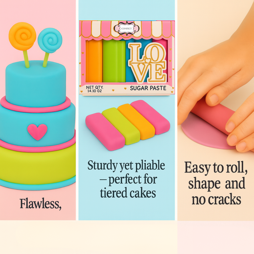 Multipack of Fluorescent Orange, Lime green, electric blue and Neon Pink Sugarpaste 08