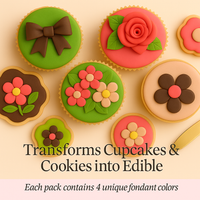 Multipack of Brown, Skin, Lime Green and Neon Pink Sugarpaste 26