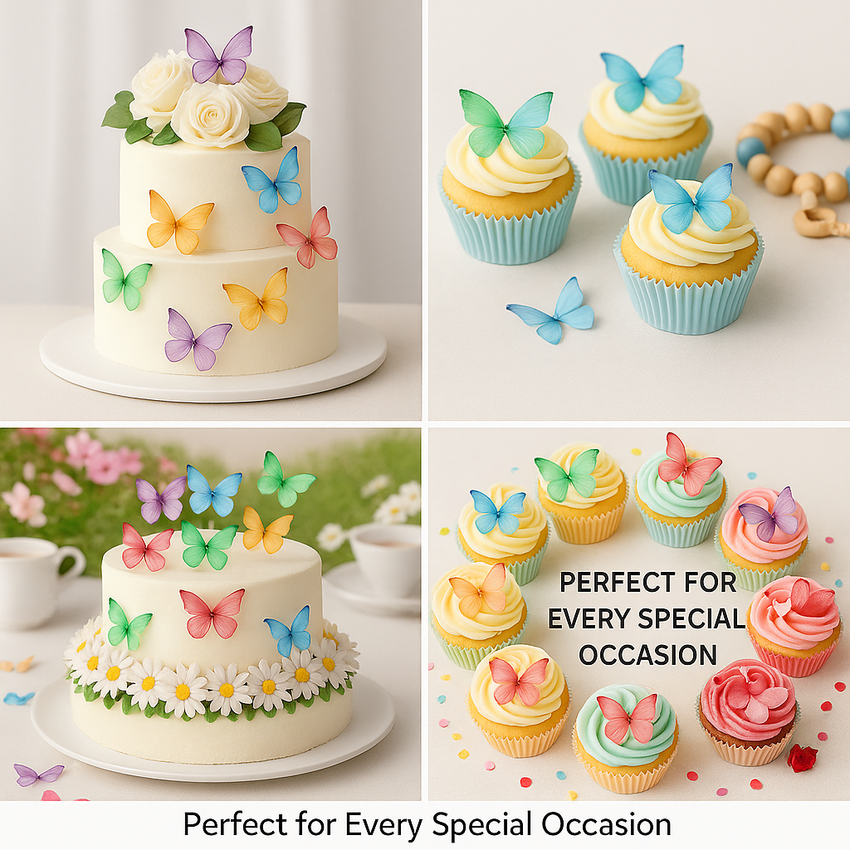 Multicolor | Pack of 56 Edible Wafer Paper Butterflies