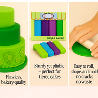Multipack of Neon Green, Electric Blue, Electric Purple and Lime Green Sugarpaste 03