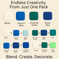Multipack of White, Electric Blue, Emerald Green and Royal Blue Sugarpaste 23