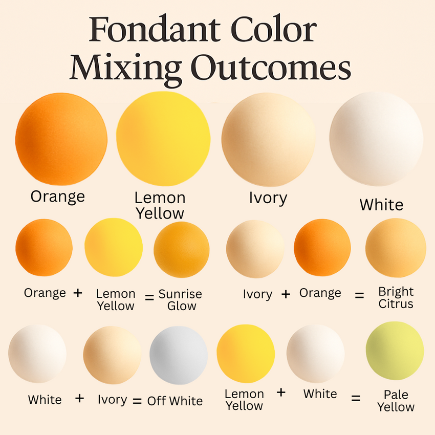 Multipack of Fluorescent Orange, Yellow, Ivory and White Sugarpaste 05