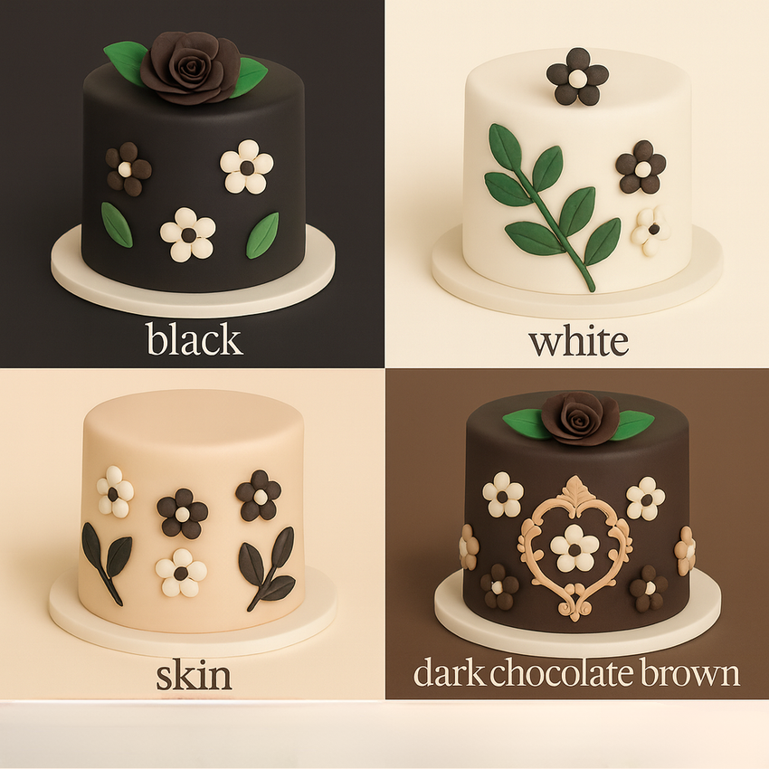 Multipack of Black, White, Skin and Brown Sugarpaste 04