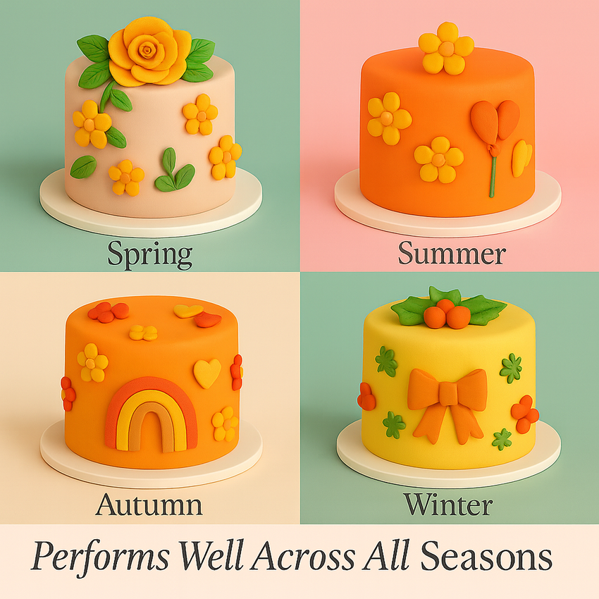 Multipack of Ivory, Orange, Fluorescent orange and Yellow Sugarpaste 18