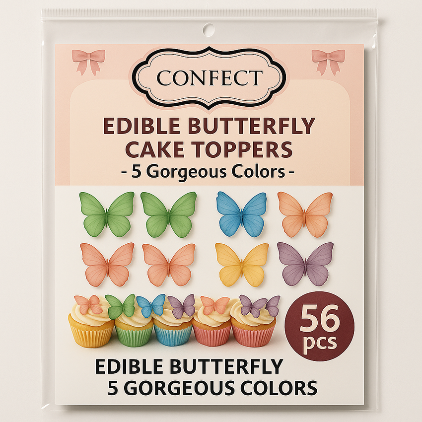 Multicolor | Pack of 56 Edible Wafer Paper Butterflies