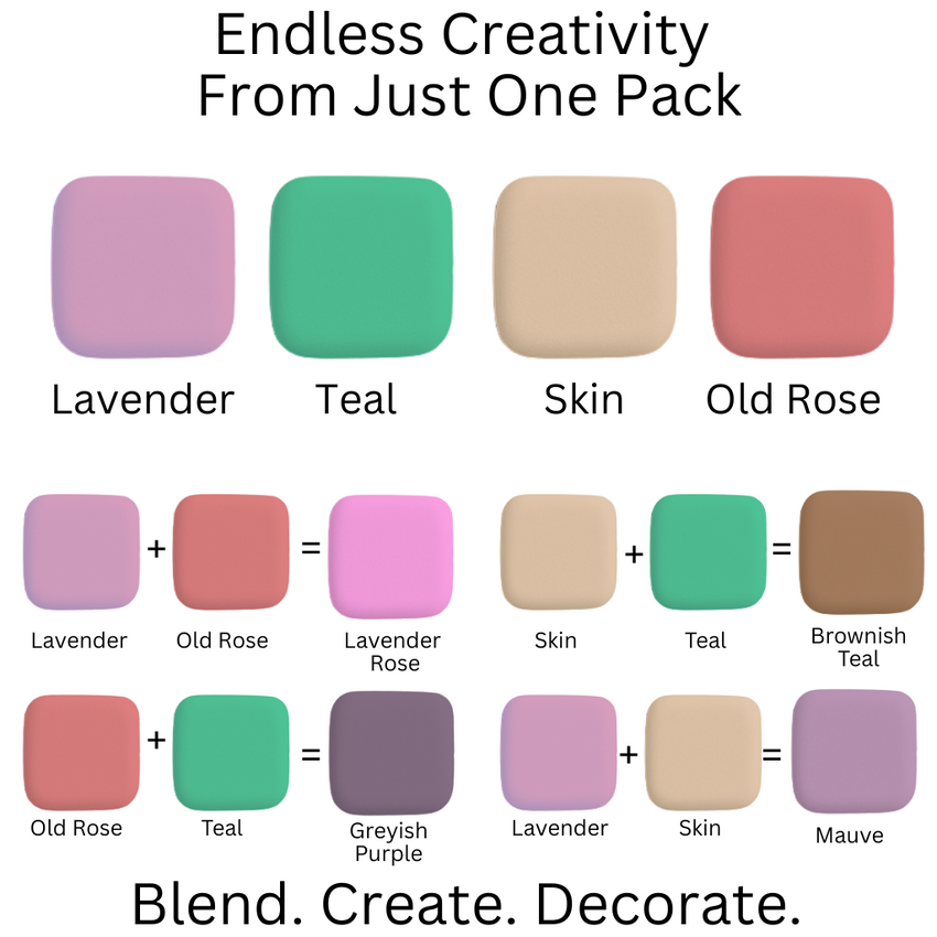 Multipack of Lavender, Electric Blue, Skin and Old Rose Sugarpaste 22