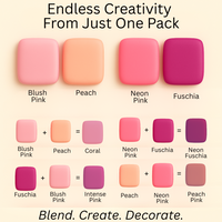 Multipack of Blush Pink, Peach, Neon Pink and Fuchsia Pink Sugarpaste 21