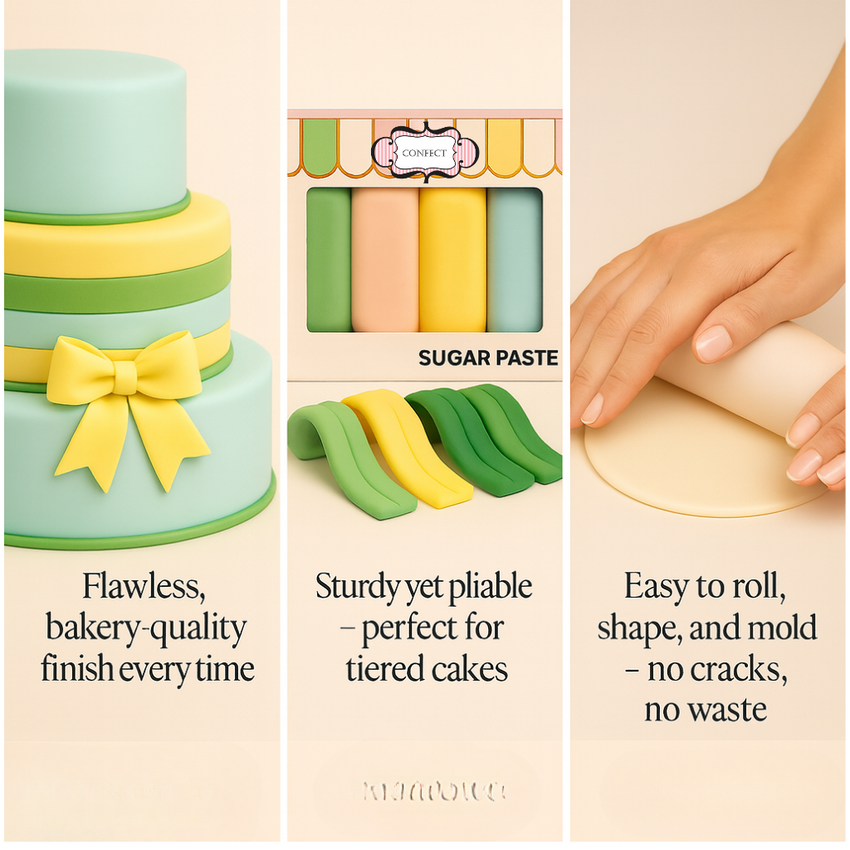 Multipack of Pea Green, Skin, Lemon Yellow and Baby Blue Sugarpaste 29