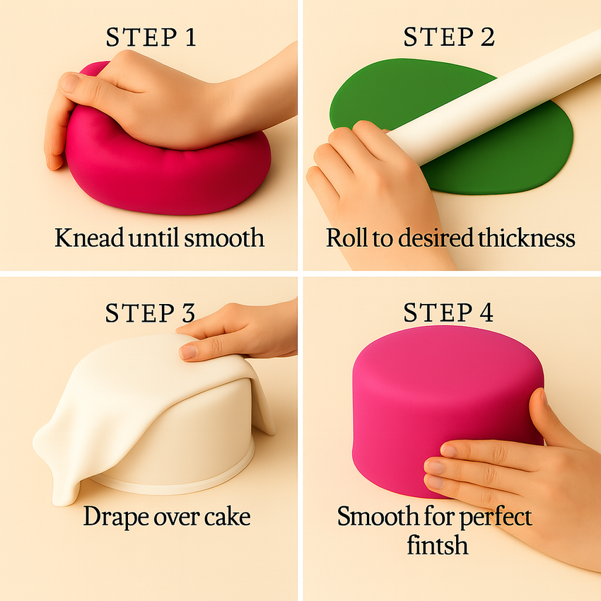 Multipack of Brown, Skin, Lime Green and Neon Pink Sugarpaste 26