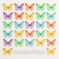 Multicolor | Pack of 56 Edible Wafer Paper Butterflies