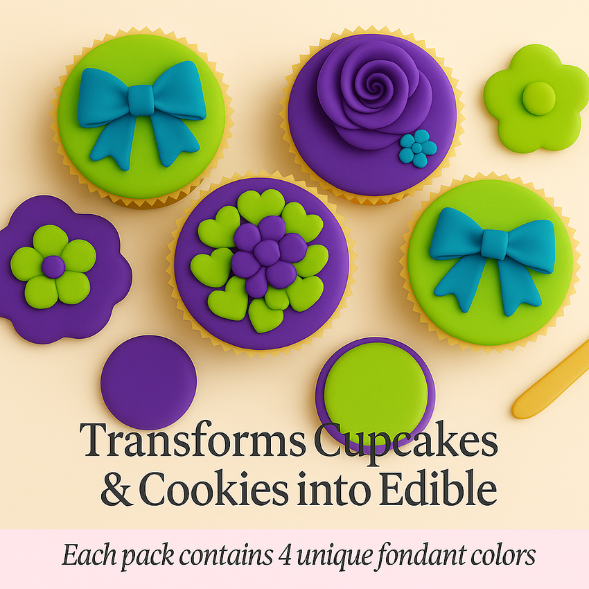 Multipack of Neon Green, Electric Blue, Electric Purple and Lime Green Sugarpaste 03