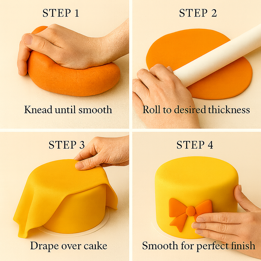 Multipack of Ivory, Orange, Fluorescent orange and Yellow Sugarpaste 18