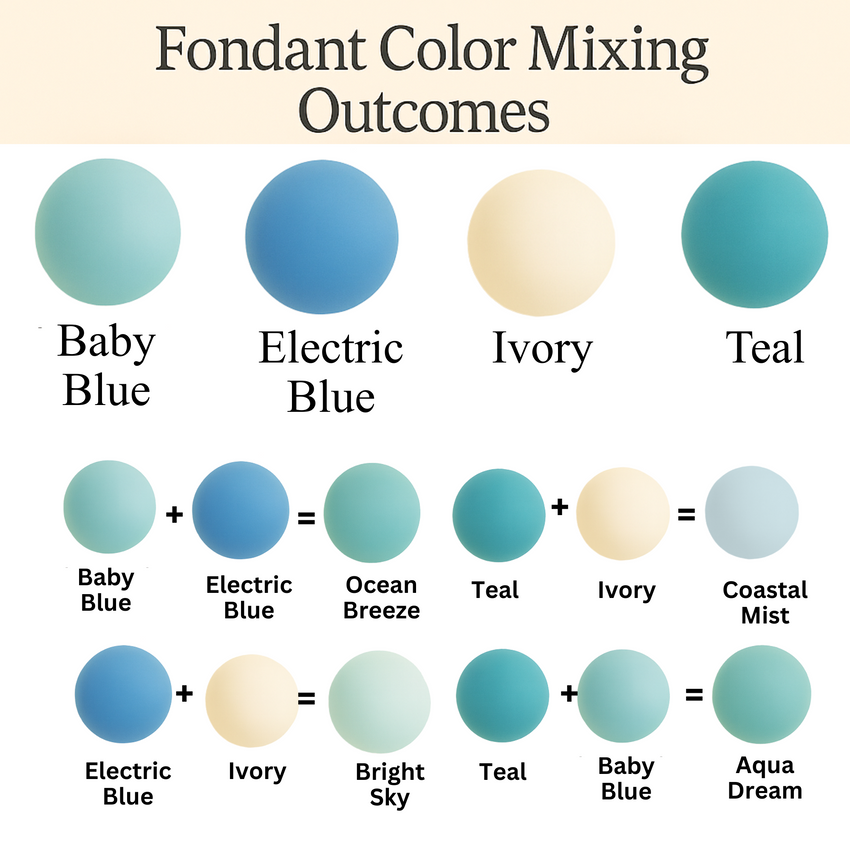 Multipack of Baby Blue, Electric Blue, Ivory and Teal Sugarpaste 11