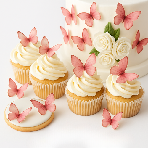 Pink | Pack of 56 Edible Wafer Paper Butterflies