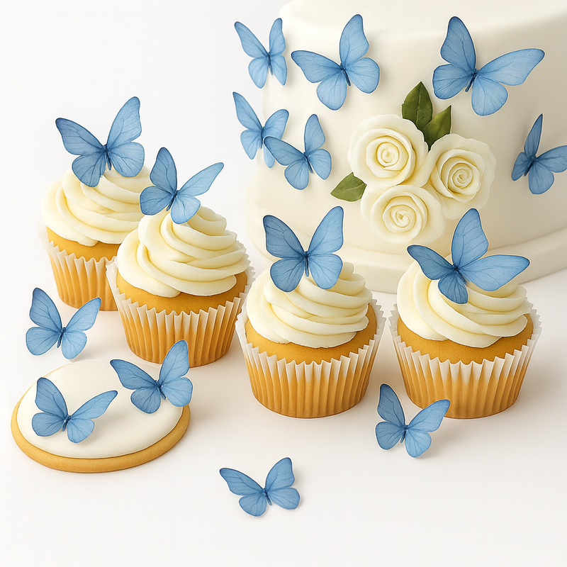 Sky Blue | Pack of 56 Edible Wafer Paper Butterflies