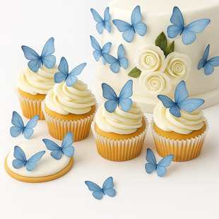 Sky Blue | Pack of 56 Edible Wafer Paper Butterflies