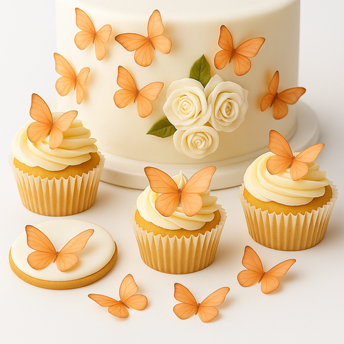 Peach | Pack of 56 Edible Wafer Paper Butterflies