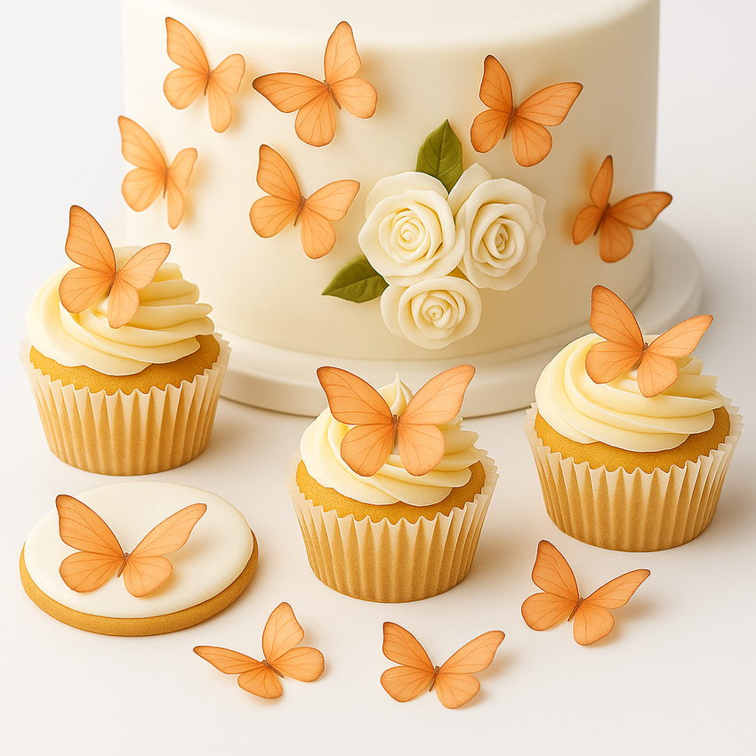 Peach | Pack of 56 Edible Wafer Paper Butterflies