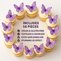 Purple | Pack of 56 Edible Wafer Paper Butterflies