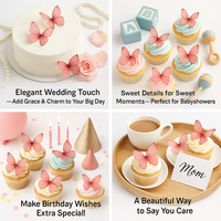 Pink | Pack of 56 Edible Wafer Paper Butterflies