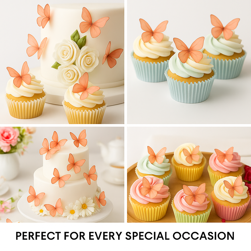 Peach | Pack of 56 Edible Wafer Paper Butterflies