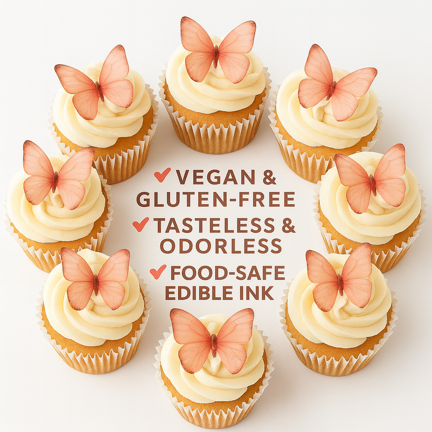 Peach | Pack of 56 Edible Wafer Paper Butterflies