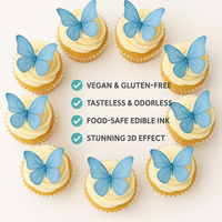 Sky Blue | Pack of 56 Edible Wafer Paper Butterflies
