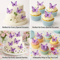 Purple | Pack of 56 Edible Wafer Paper Butterflies