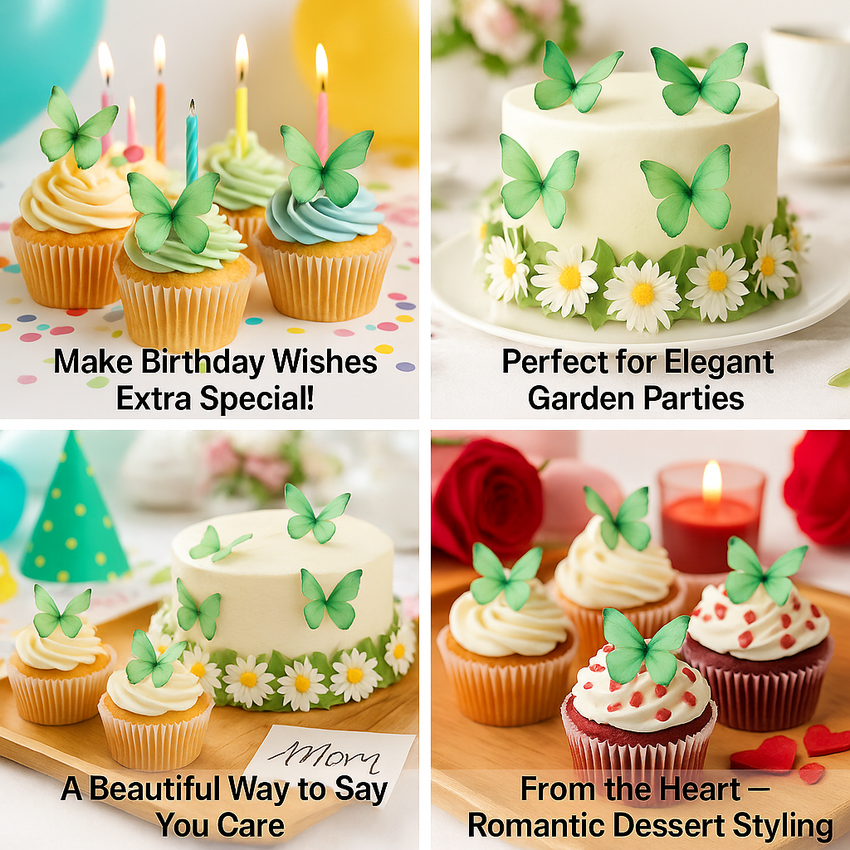 Mint Green | Pack of 56 Edible Wafer Paper Butterflies