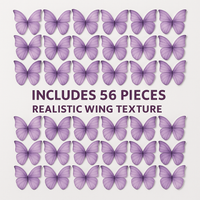 Purple | Pack of 56 Edible Wafer Paper Butterflies