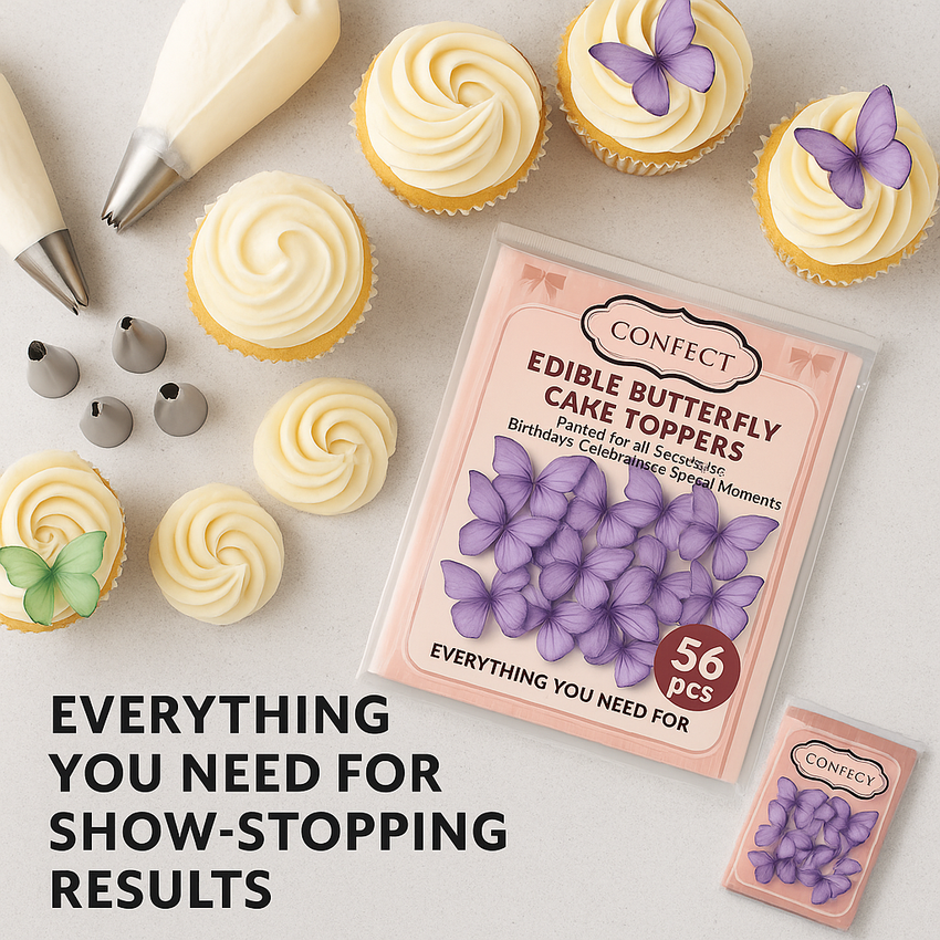 Purple | Pack of 56 Edible Wafer Paper Butterflies