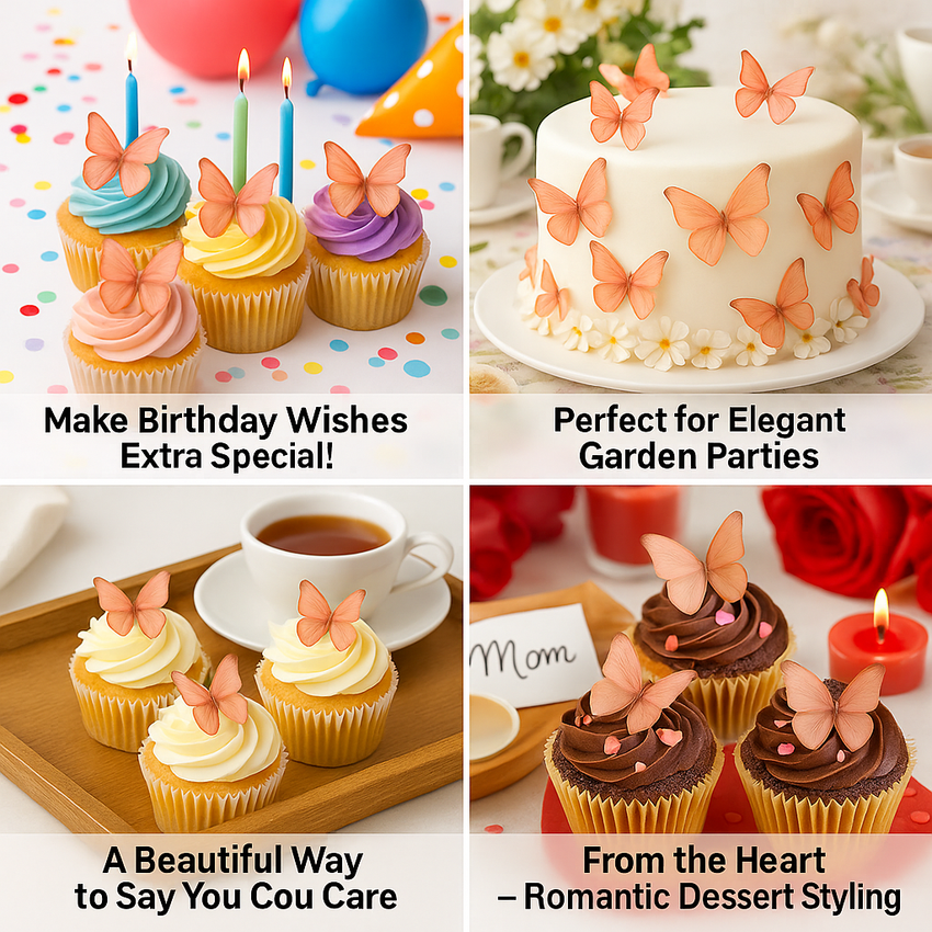 Peach | Pack of 56 Edible Wafer Paper Butterflies