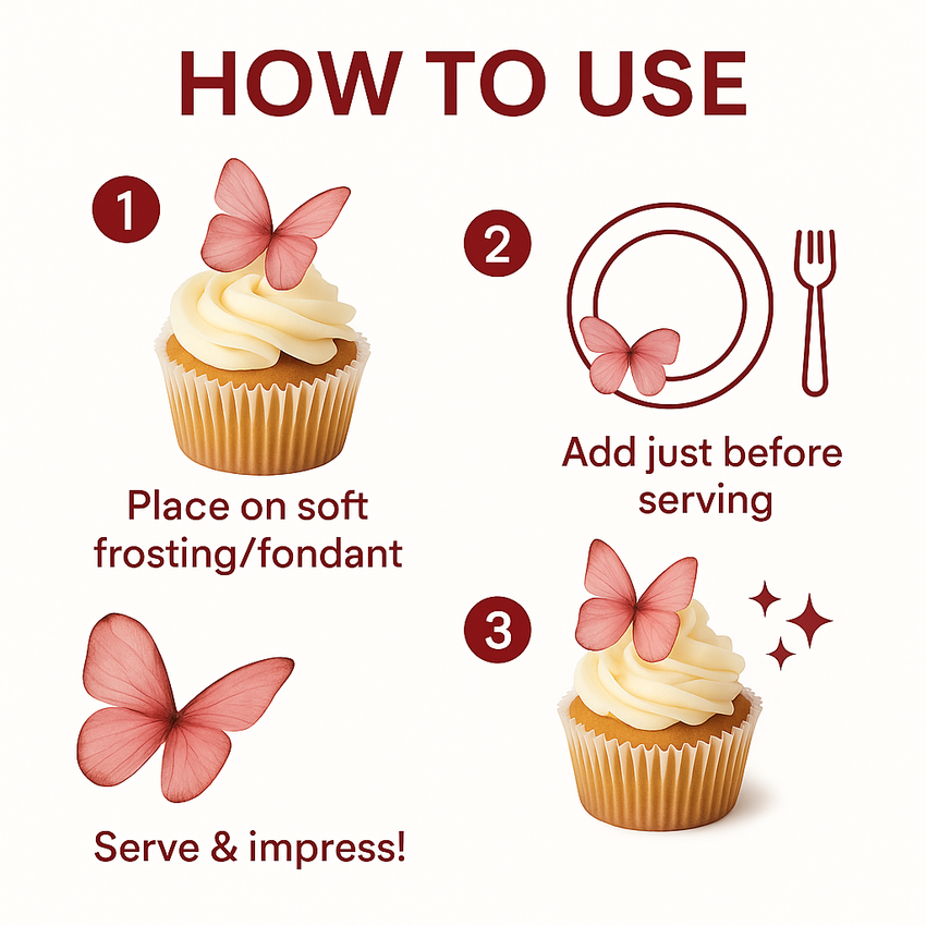 Pink | Pack of 56 Edible Wafer Paper Butterflies