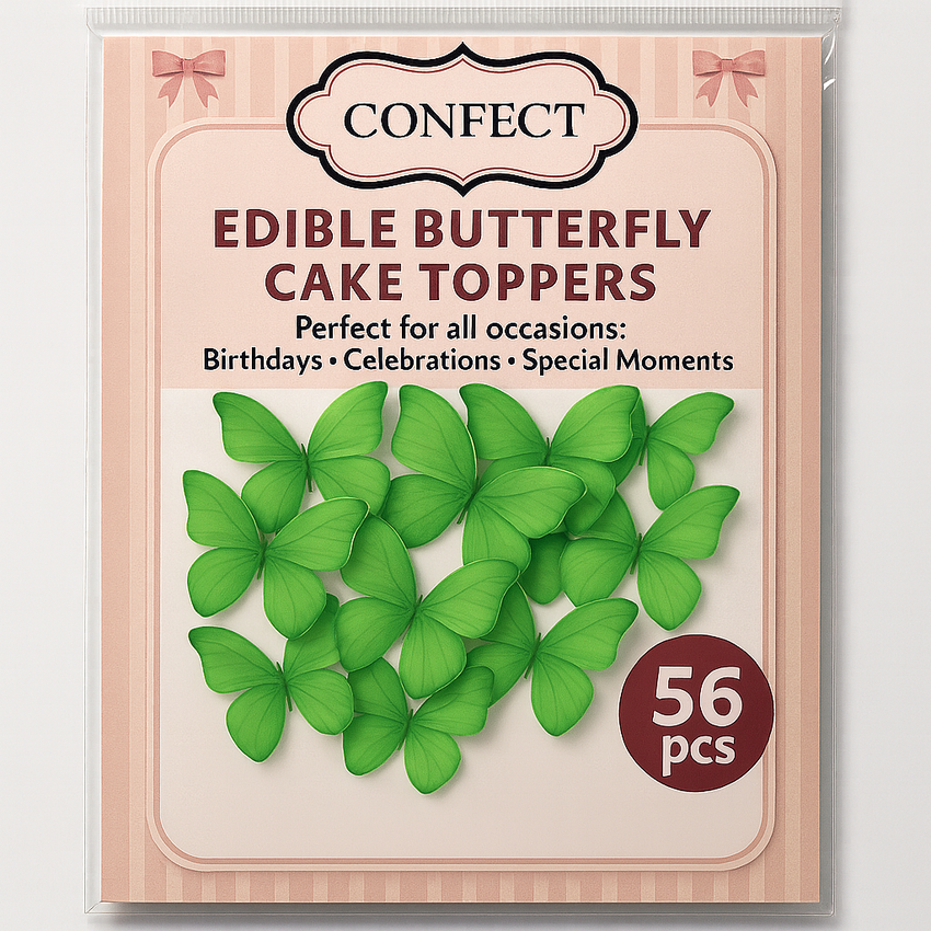 Mint Green | Pack of 56 Edible Wafer Paper Butterflies